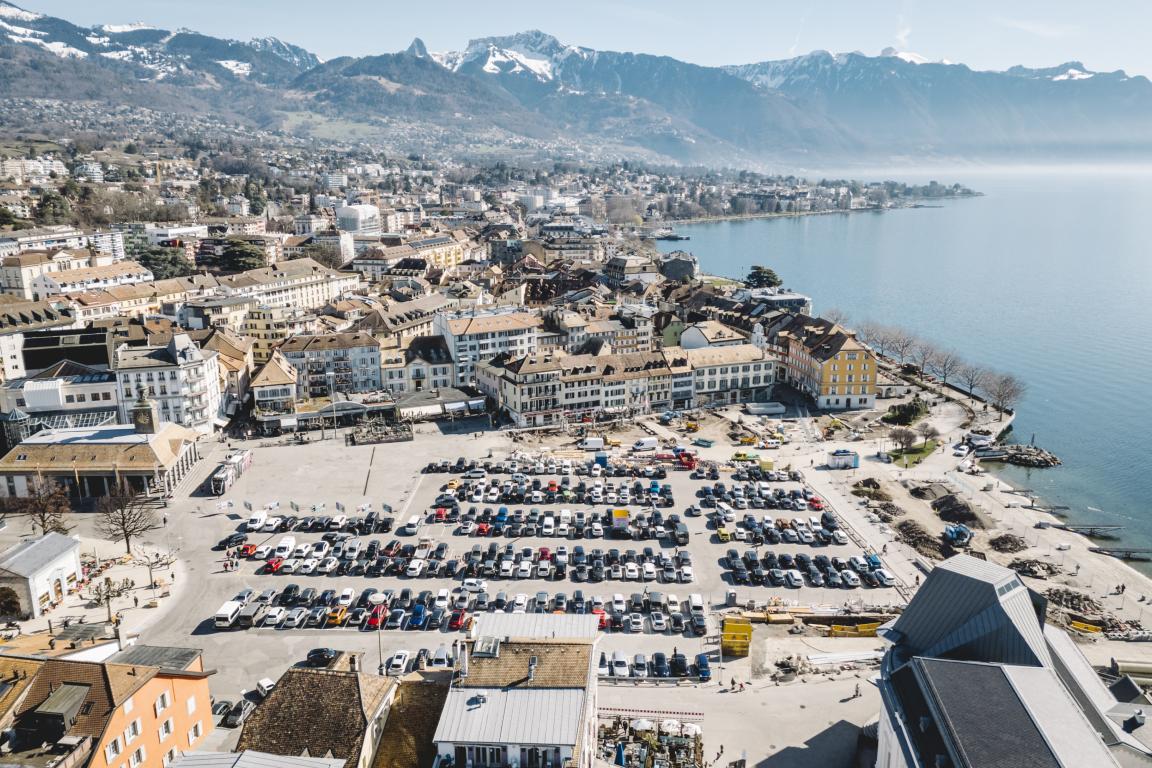 Image de l'avancée du chantier de la place du Marché (février 2026)