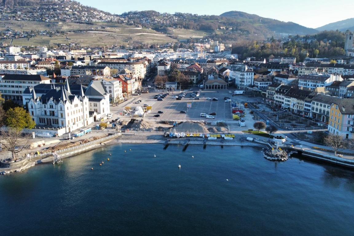 Image de l'avancée du chantier de la place du Marché (avril 2026)