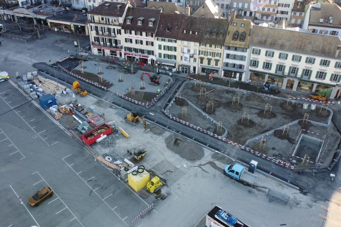 Image de l'avancée du chantier de la place du Marché (avril 2026)