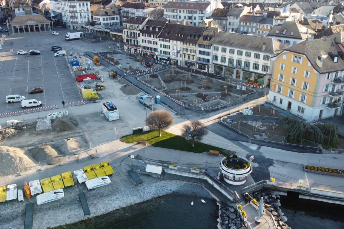 Image de l'avancée du chantier de la place du Marché (avril 2026)