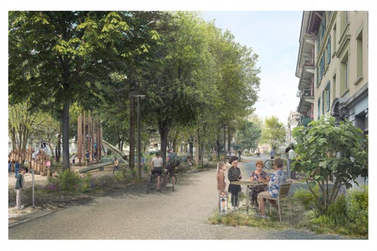 Image de synthèse du projet lauréat faites place ! du bureau « approches. » © stratus  