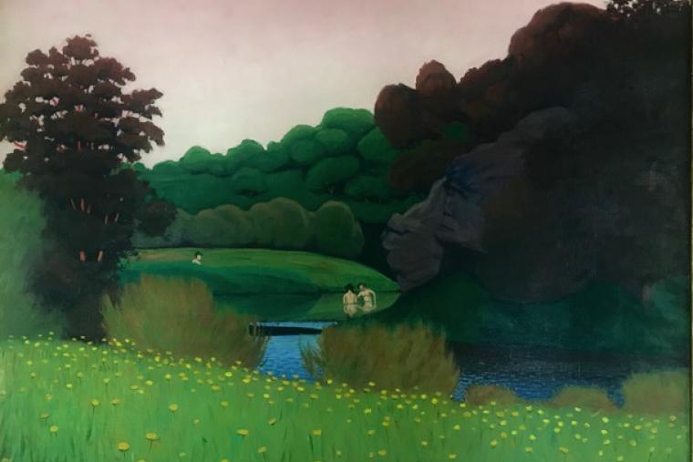 Félix Vallotton, Paysage composé avec trois figures, 1923, huile sur toile, 65 x 81 cm. Don de Mousse Reymond-Rivier, en souvenir de Jean Planque. Photographe : Alberto Ricci, Paris.